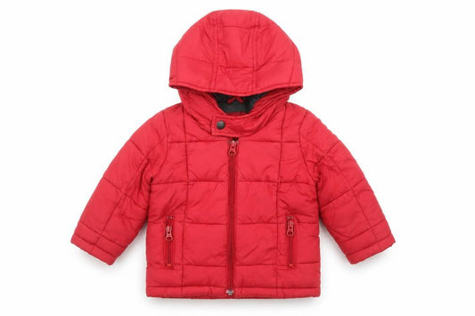 Front view of Baby Gap unisex baby red 12-18 months hooded puffer jacket