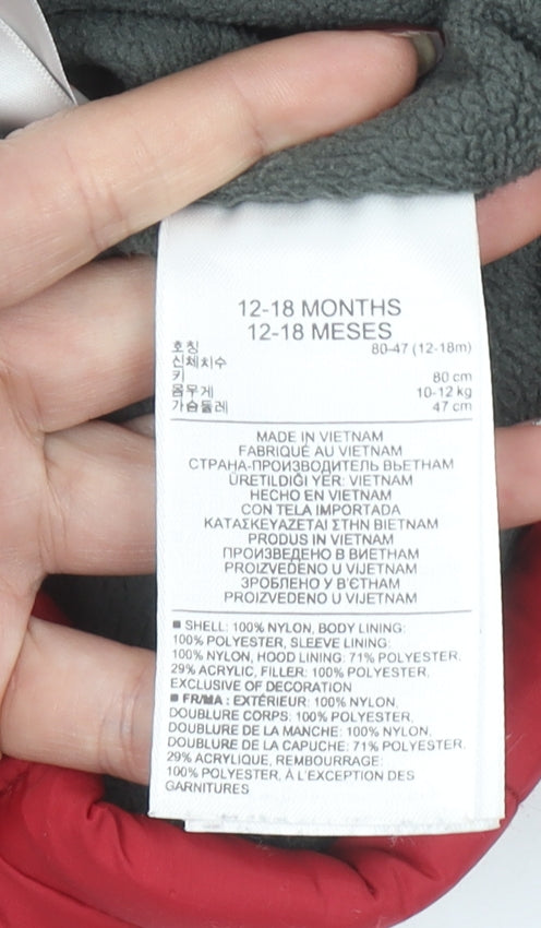 babyGap Unisex Baby Red 12-18 Months Hooded Puffer Jacket