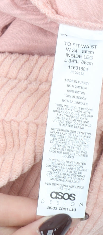 ASOS DESIGN Men’s Pink Corduroy Chino Trousers W34 L34