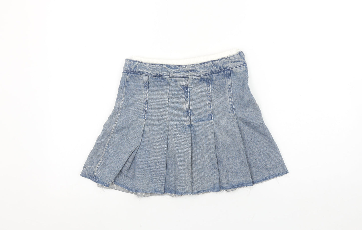 Marks and Spencer Girls Blue Denim Pleated Skirt 9-10 Years