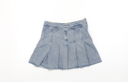 Marks and Spencer Girls Blue Denim Pleated Skirt 9-10 Years