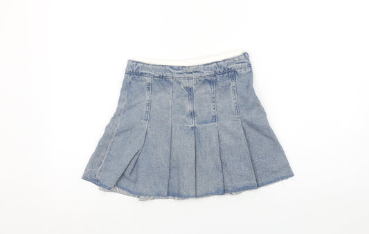 Marks and Spencer Girls Blue Denim Pleated Skirt 9-10 Years