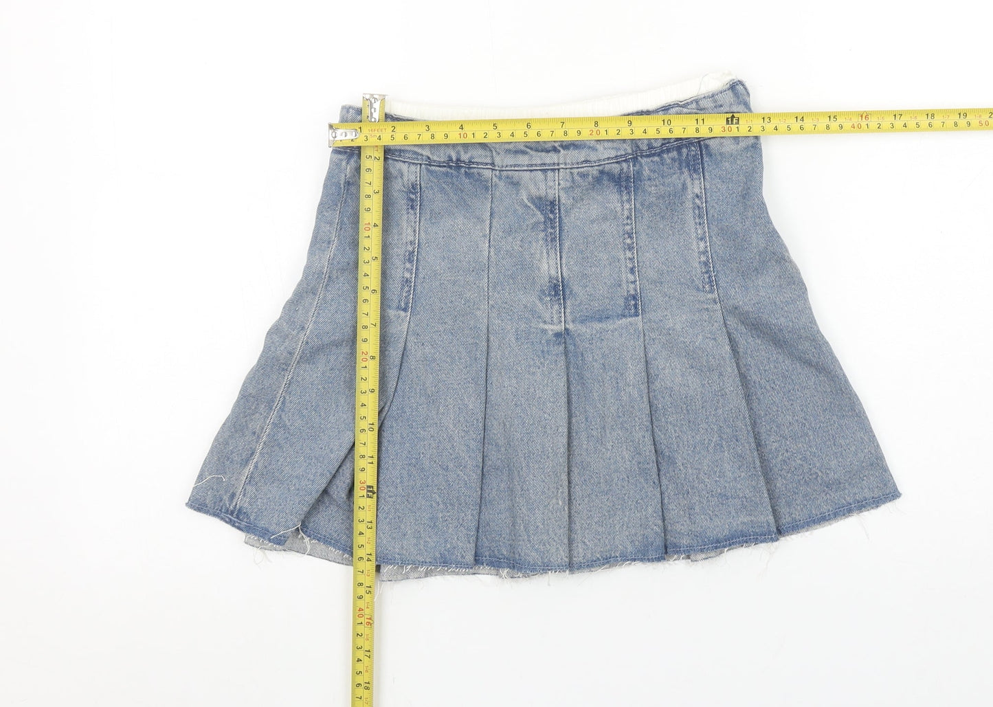 Marks and Spencer Girls Blue Denim Pleated Skirt 9-10 Years