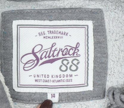 Womens UK Size 14 Saltrock Grey Henley Hoodie