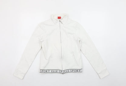 Womens UK Size 12 Elle Sport White Full Zip Hoodie