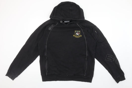 Mens UK Size M BLK Black Pullover Hoodie