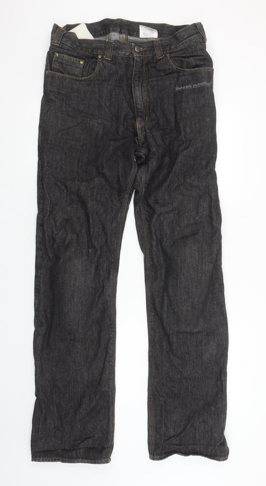 Bikers Paradise Men's Black Straight Denim Jeans W32 L34 Heavy Duty Cotton