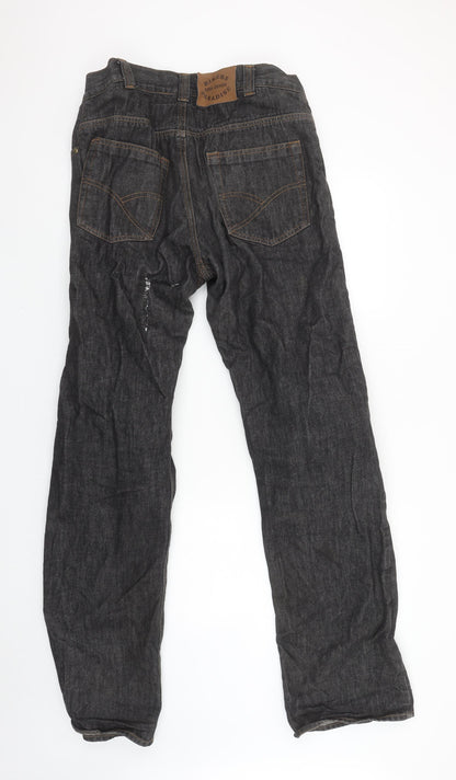 Bikers Paradise Men's Black Straight Denim Jeans W32 L34 Heavy Duty Cotton