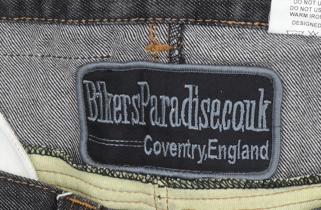 Bikers Paradise Men's Black Straight Denim Jeans W32 L34 Heavy Duty Cotton