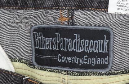 Bikers Paradise Men's Black Straight Denim Jeans W32 L34 Heavy Duty Cotton