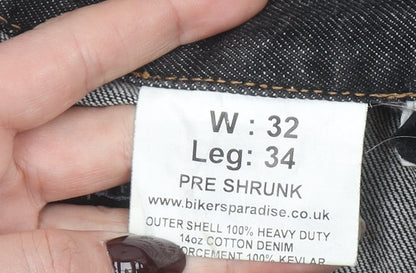 Bikers Paradise Men's Black Straight Denim Jeans W32 L34 Heavy Duty Cotton