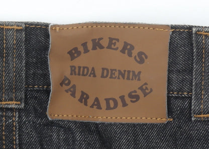 Bikers Paradise Men's Black Straight Denim Jeans W32 L34 Heavy Duty Cotton