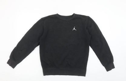 Jordan Boys Black Pullover Fleece Sweatshirt 12-13 Years Logo Crew Neck