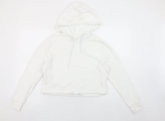 FILA Women White Small Pullover Hoodie Cotton Blend Casual