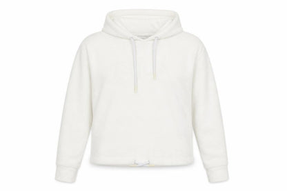 Fila Women White Small Pullover Hoodie Cotton Blend Casual