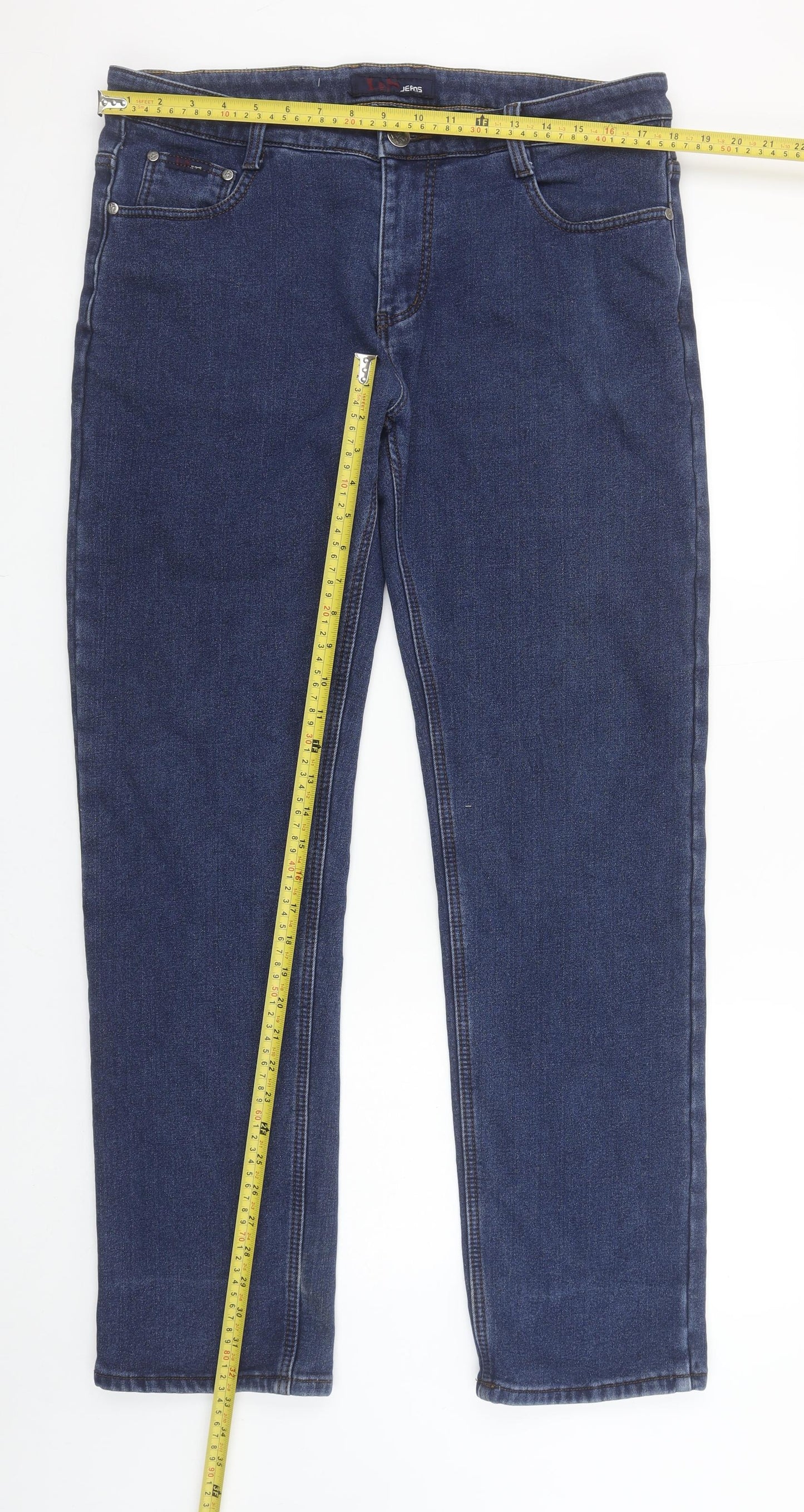 Mens UK Size 37 LUS Jeans Regular Fit Straight Blue Jeans