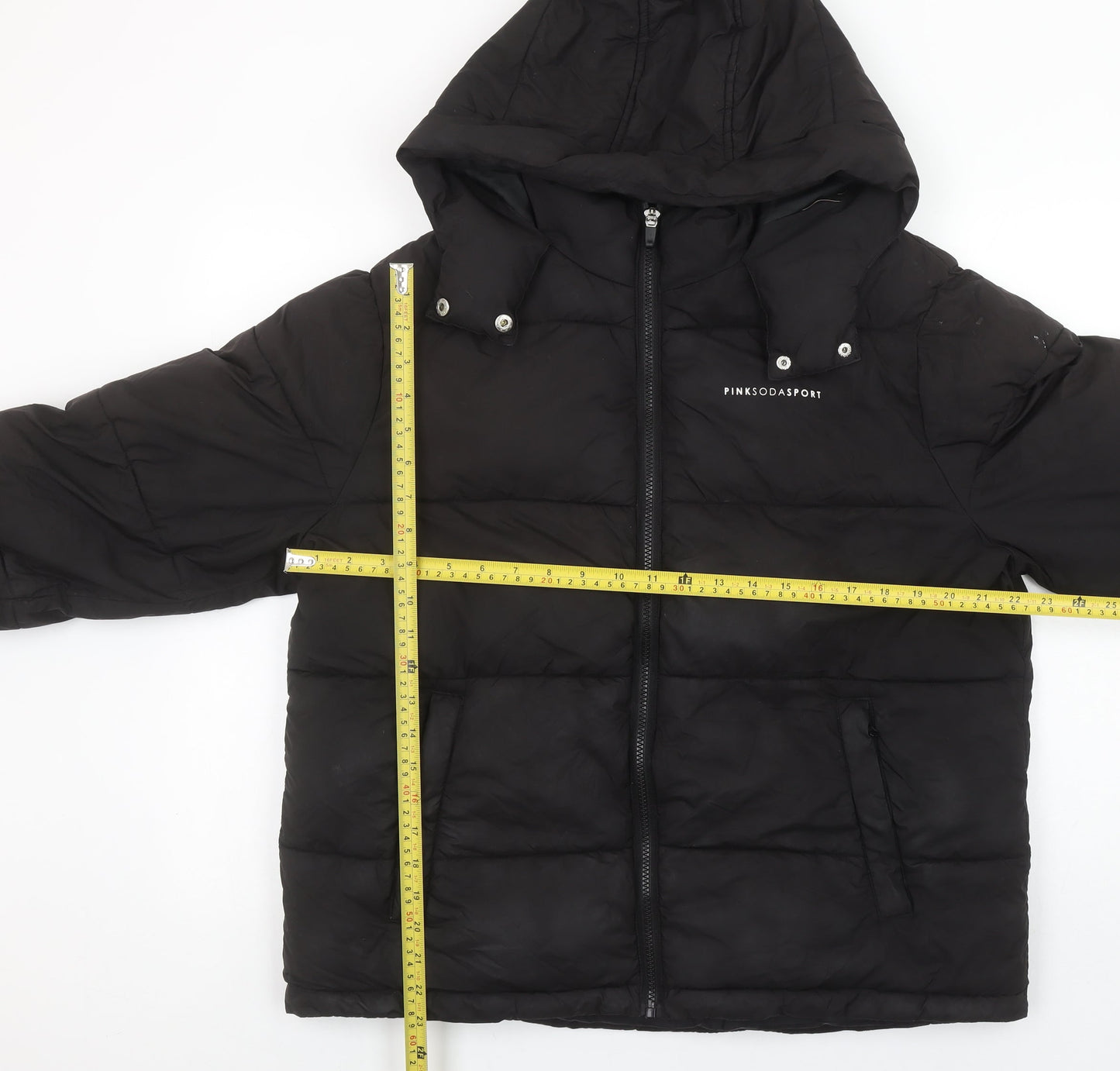 Womens UK Size 12 Pink Soda Sport Black Puffer Jacket