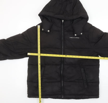 Womens UK Size 12 Pink Soda Sport Black Puffer Jacket