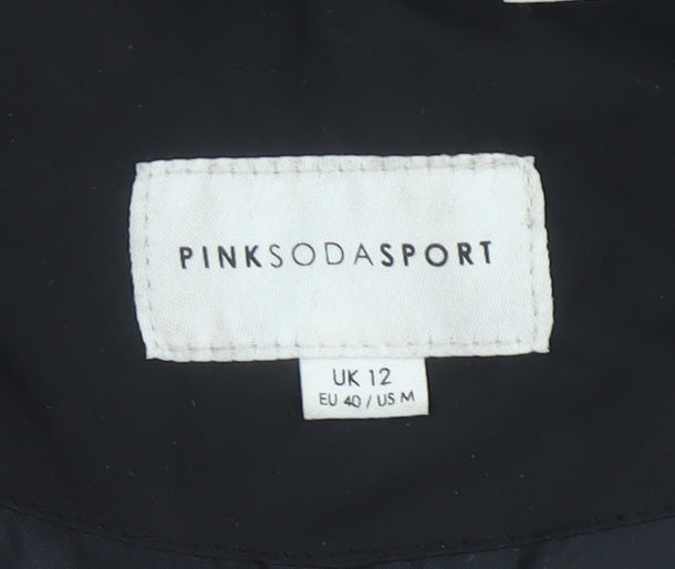 Womens UK Size 12 Pink Soda Sport Black Puffer Jacket