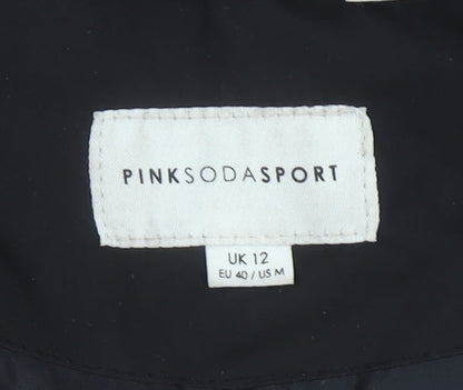 Womens UK Size 12 Pink Soda Sport Black Puffer Jacket