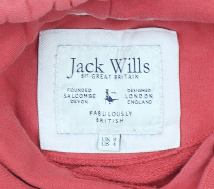 Womens UK Size 8 Jack Wills Pink Pullover Hoodie
