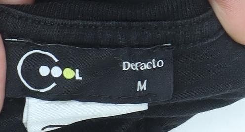 Womens UK Size M DeFacto Black Basic T-Shirt