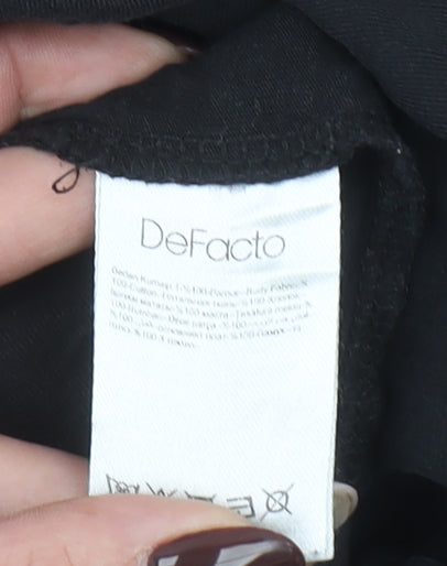 Womens UK Size M DeFacto Black Basic T-Shirt