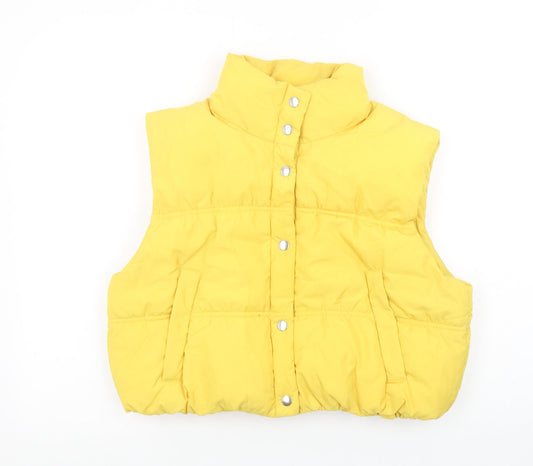 H&M Divided Womens Yellow Puffer Waistcoat M Sleeveless Casual