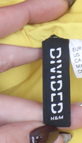 H&M Divided Womens Yellow Puffer Waistcoat M Sleeveless Casual