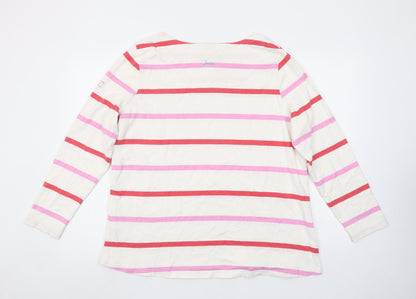 Joules Women’s Multicoloured Striped Long Sleeve Cotton T-Shirt UK22