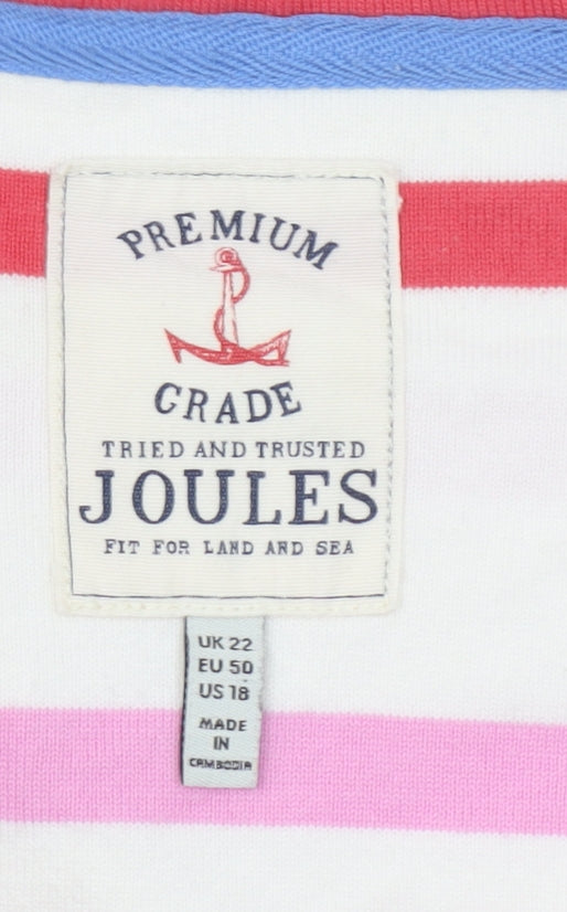 Joules Women’s Multicoloured Striped Long Sleeve Cotton T-Shirt UK22
