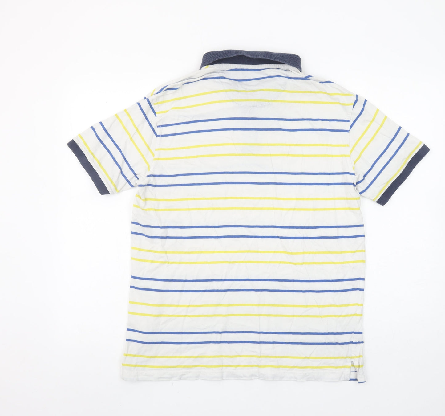 Allen Solly Men's White Striped Collared Cotton Polo Shirt L