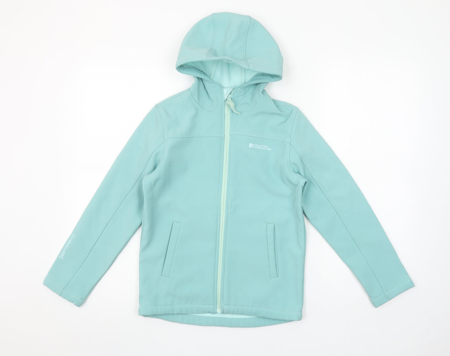Mountain Warehouse Girls Blue Soft Shell Hooded Jacket 9-10 Years Water Resistant