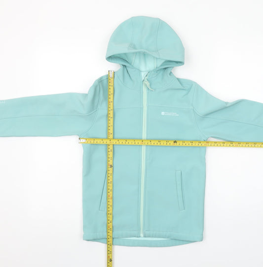 Mountain Warehouse Girls Blue Soft Shell Hooded Jacket 9-10 Years Water Resistant