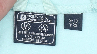 Mountain Warehouse Girls Blue Soft Shell Hooded Jacket 9-10 Years Water Resistant