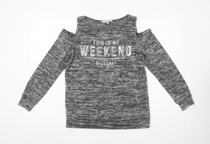 Red Herring Women's Grey Cold Shoulder Weekend T-Shirt Size 10