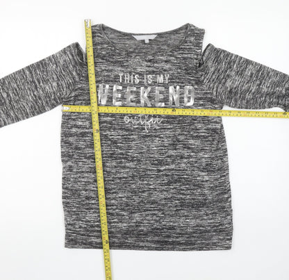 Red Herring Women's Grey Cold Shoulder Weekend T-Shirt Size 10