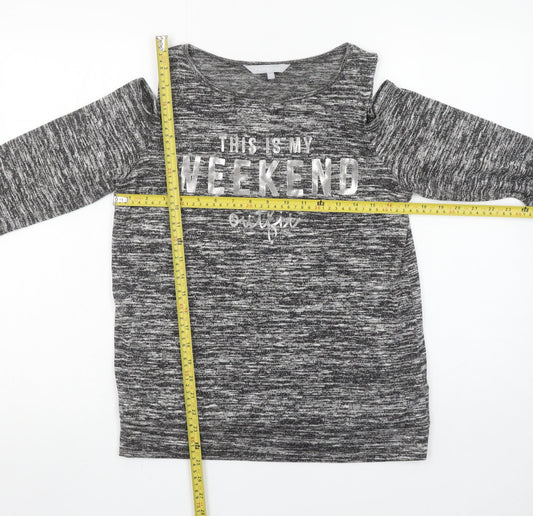 Red Herring Women's Grey Cold Shoulder Weekend T-Shirt Size 10