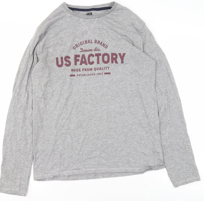 Womens UK Size S La Redoute Grey Basic T-Shirt