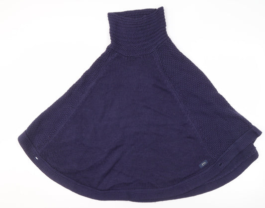 Joules Women's Blue Roll Neck Knit Cape Jumper 2XS Wool Blend