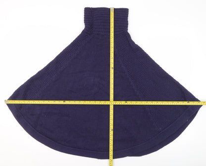 Joules Women's Blue Roll Neck Knit Cape Jumper 2XS Wool Blend