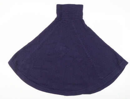 Joules Women's Blue Roll Neck Knit Cape Jumper 2XS Wool Blend