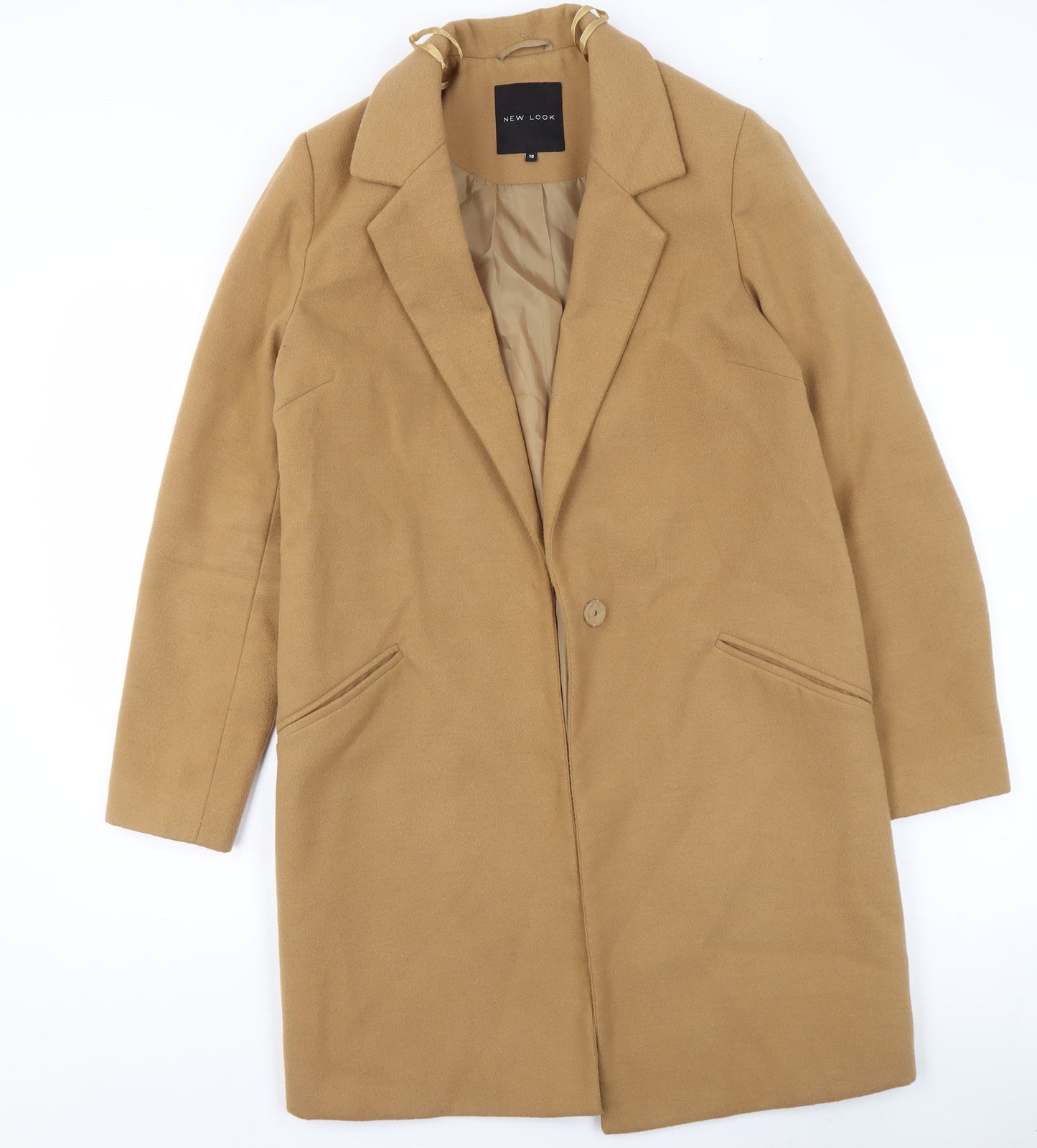 New Look Women Beige Mid-Length Overcoat Size 10