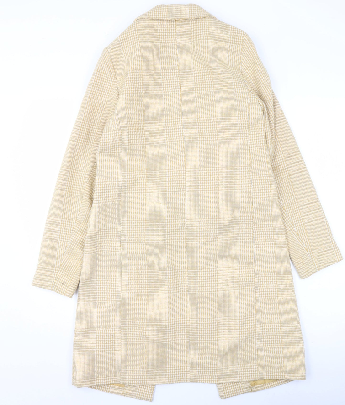 New Look Women's Beige Check Tweed Mid-Length Overcoat UK 6