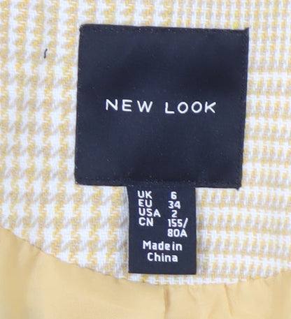 New Look Women's Beige Check Tweed Mid-Length Overcoat UK 6