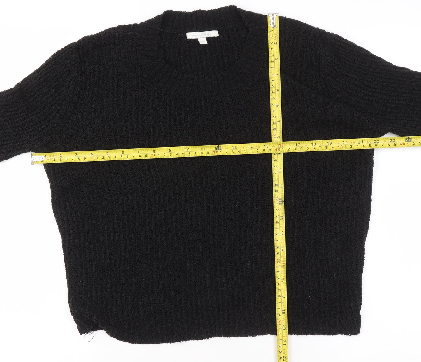 Womens UK Size 12 Tom Tailor Denim Black Pullover Jumper