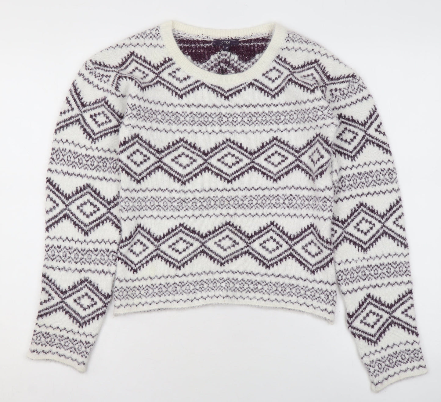 Womens UK Size 10 CODE White Pullover Jumper