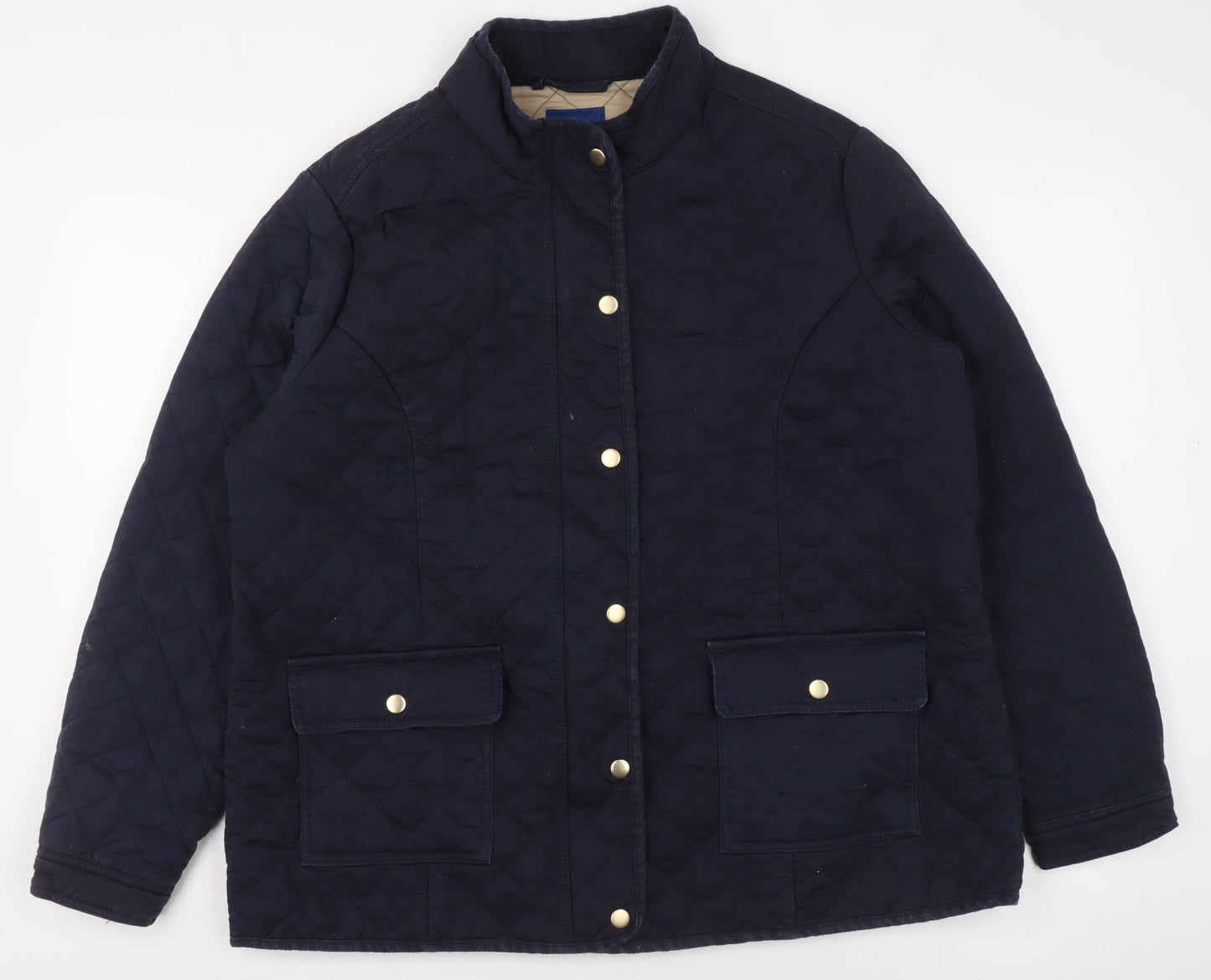 Cotton Traders Womens Blue Quilted Mid-Length Jacket Size 18