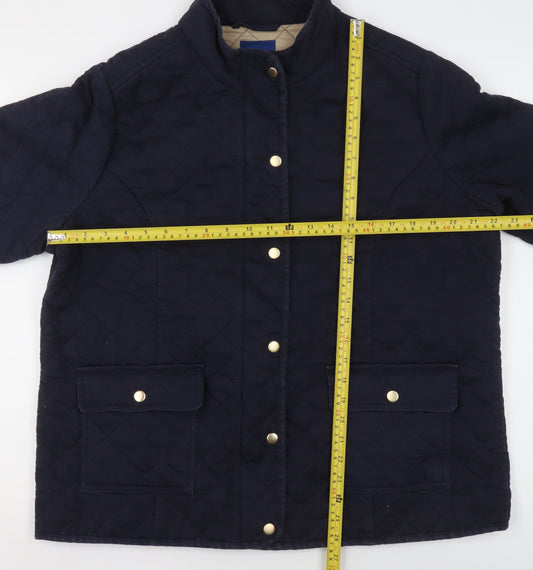 Cotton Traders Womens Blue Quilted Mid-Length Jacket Size 18