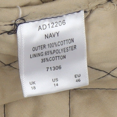 Cotton Traders Womens Blue Quilted Mid-Length Jacket Size 18